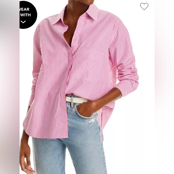 Woods&Woods pink and white striped men’s Oxford button down preppy - Picture 7 of 7